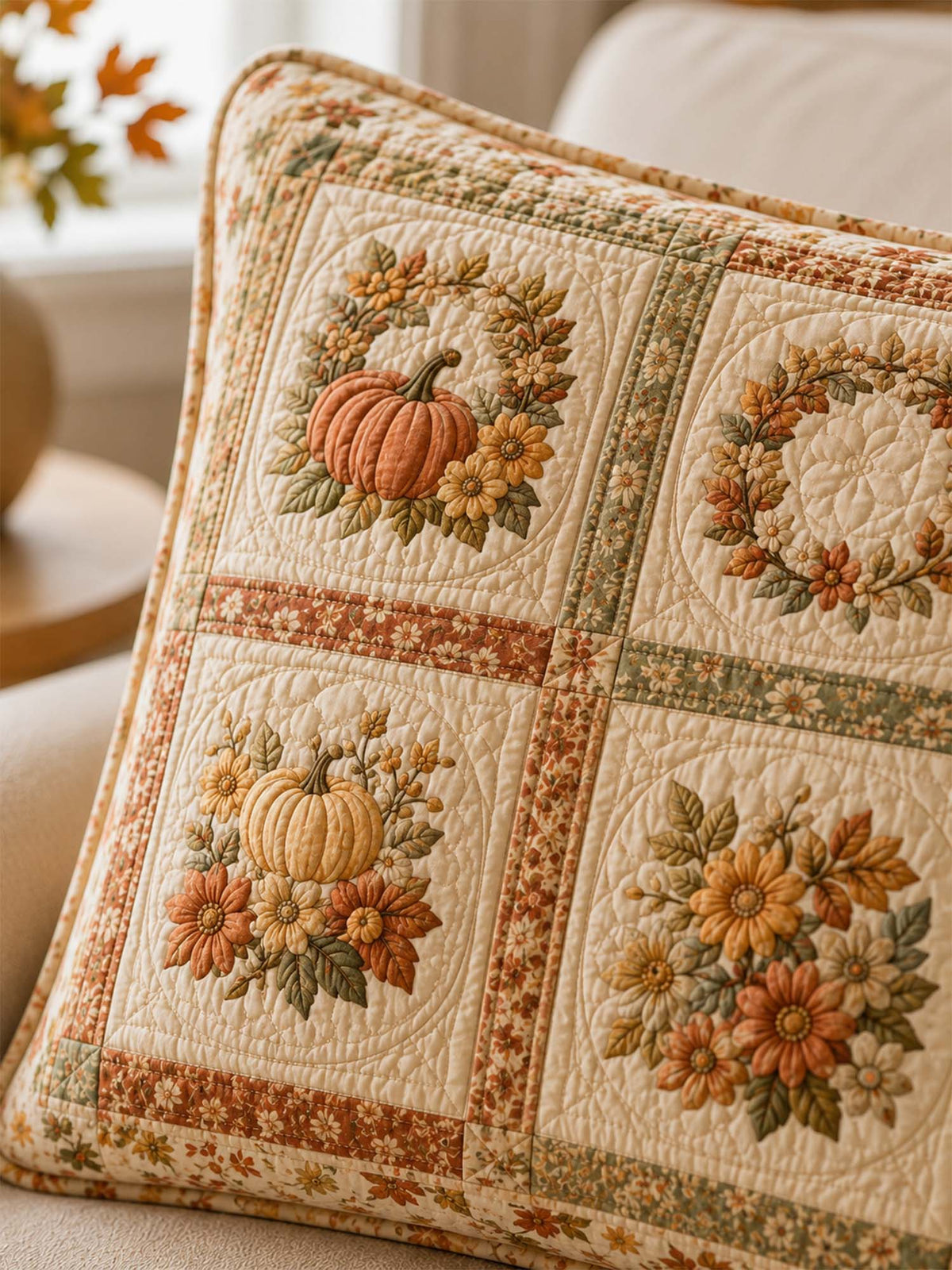 Pumpkin Harvest Quilted Pillow Case