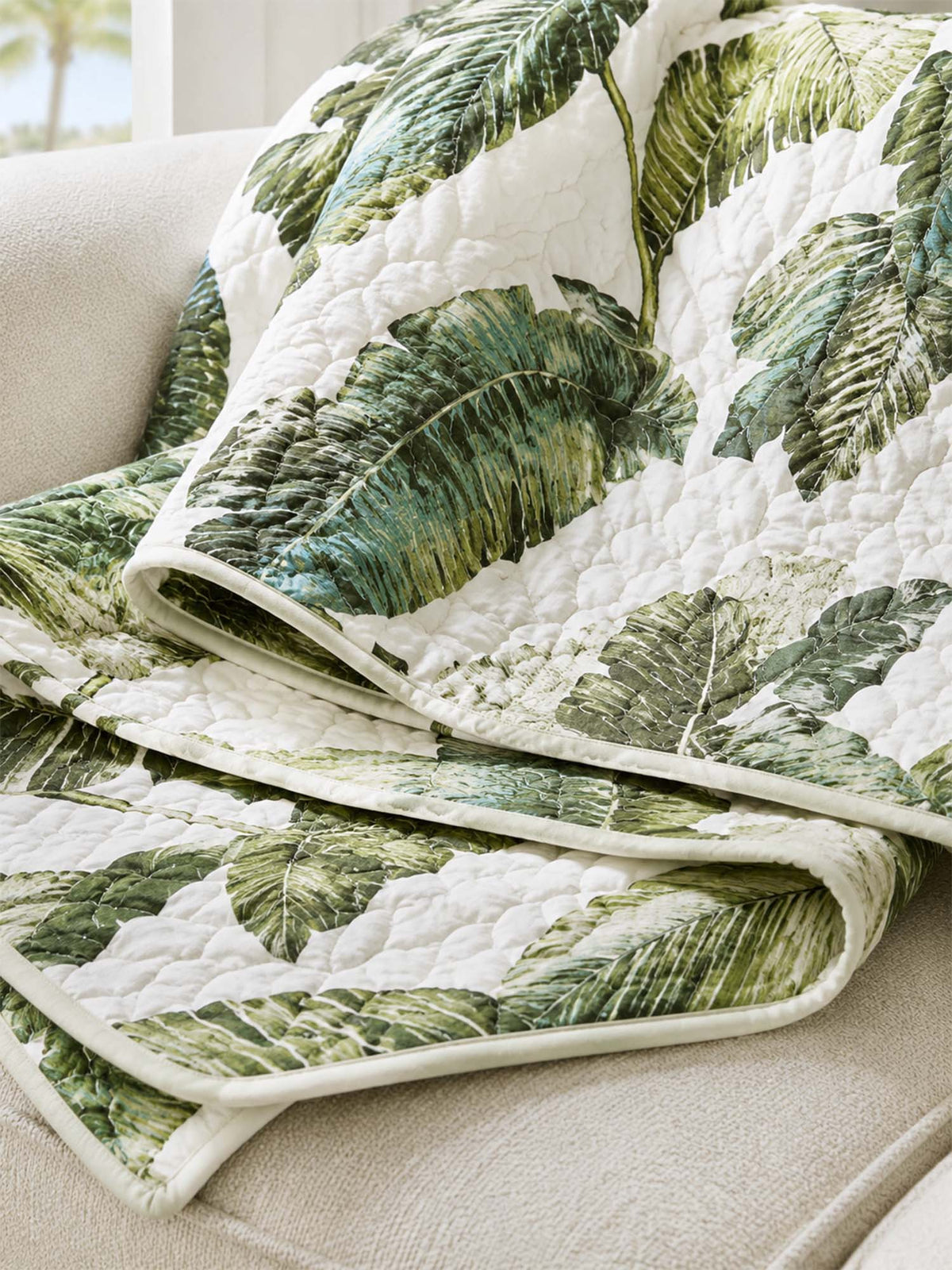 Blush Tropical Floral Garden Quilted Blanket