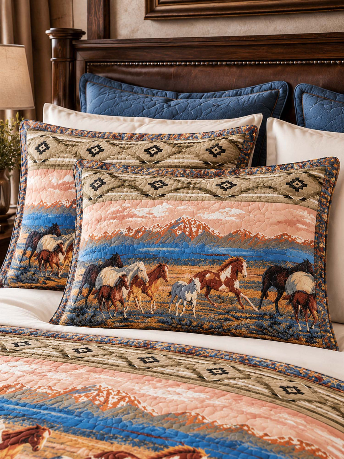 Western Horse Patchwork Quilted 3-Piece Bedding Set