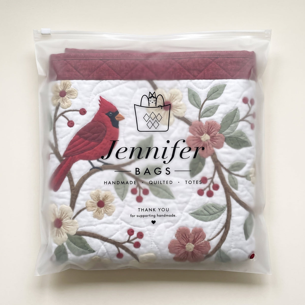 Carmine Leaves Quilted Laundry Basket