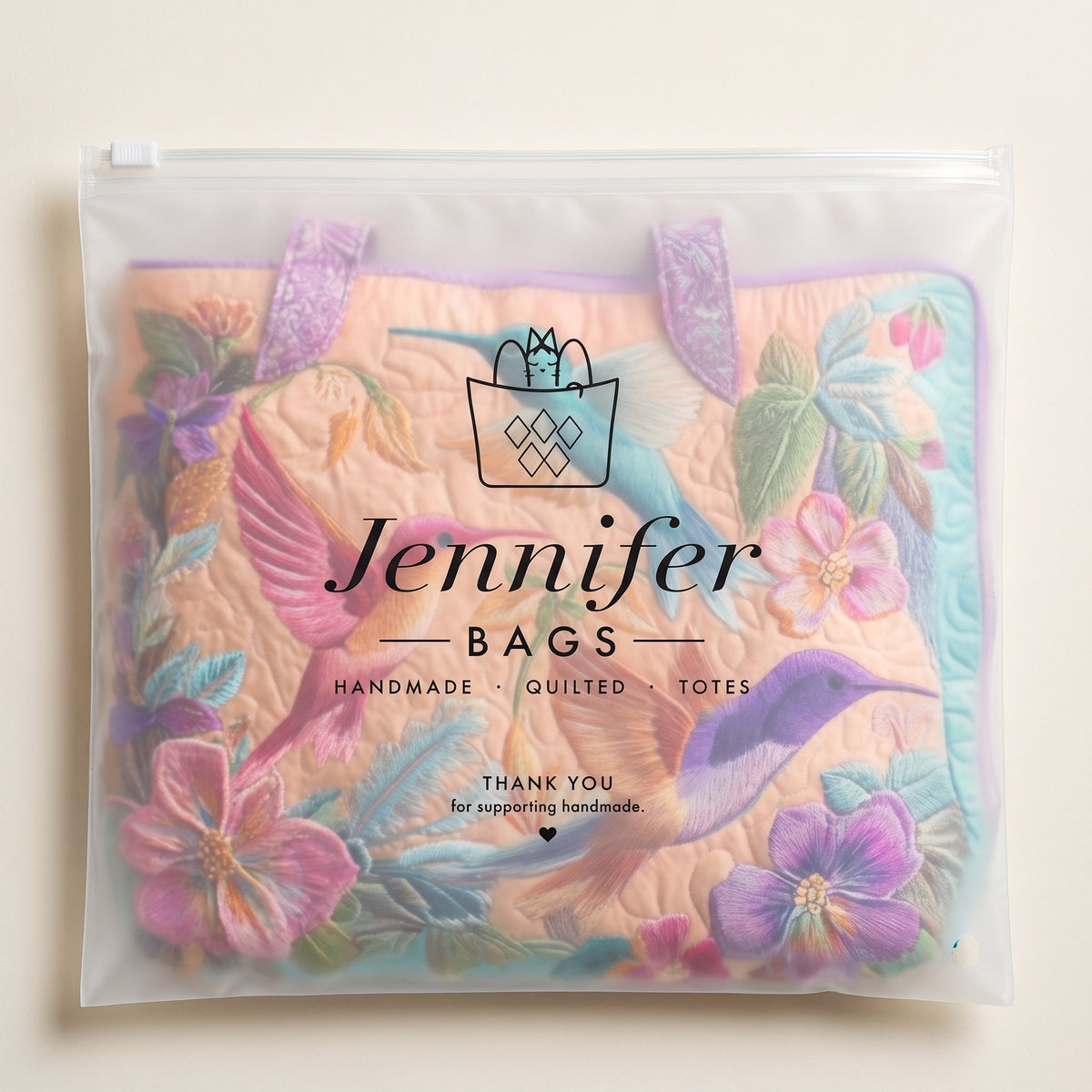 Hummingbird Flower Quilted Tote Bag