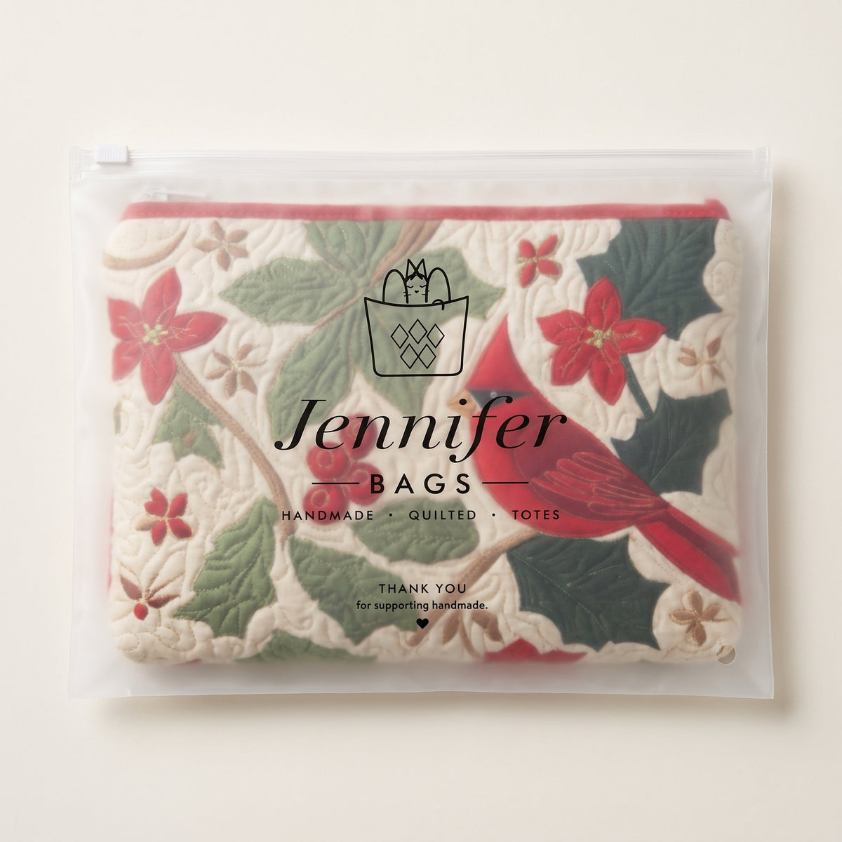 Holly Cardinal Quilted Makeup Bag