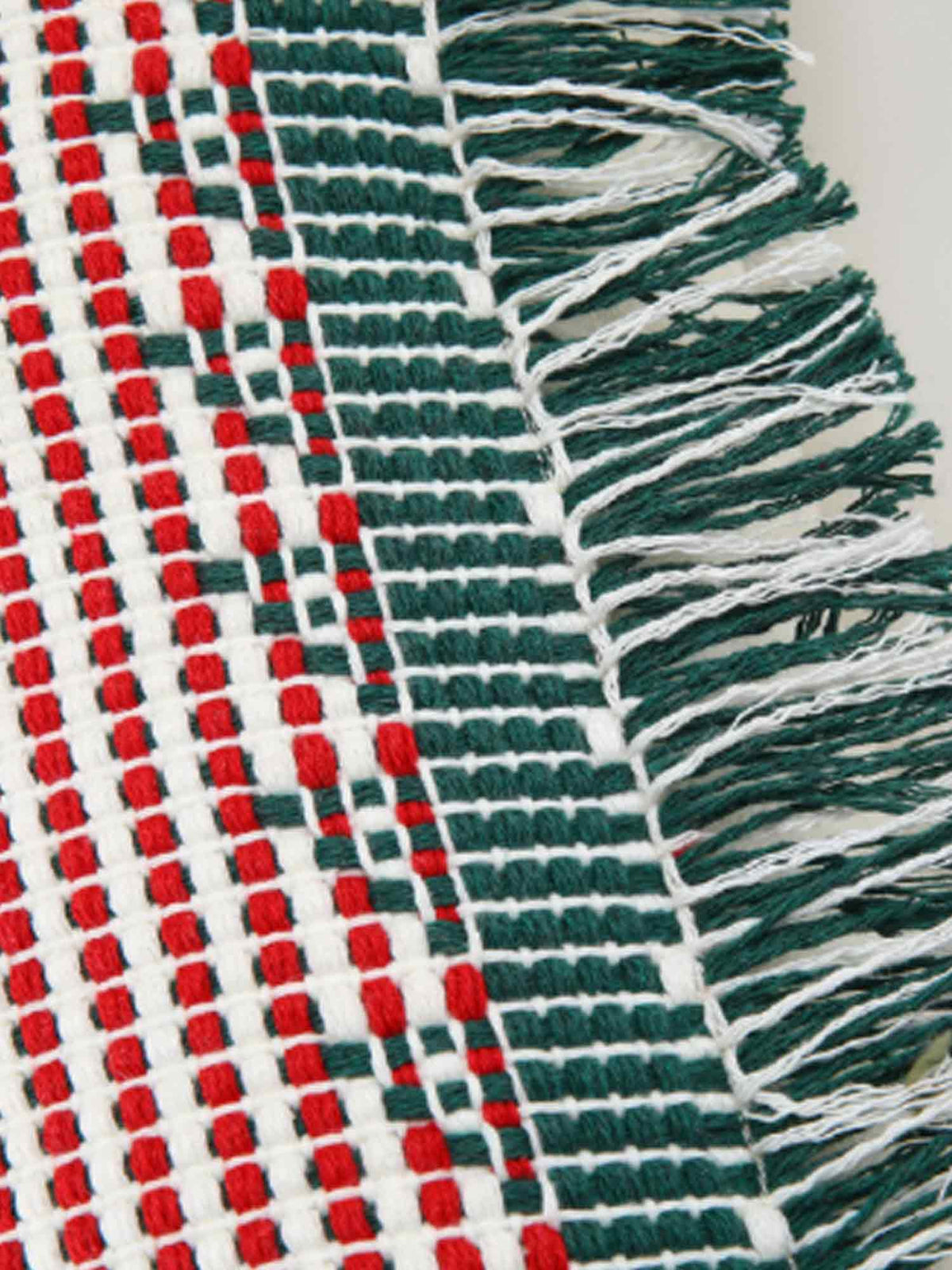 Red Green Striped Fringed Pillow Cover