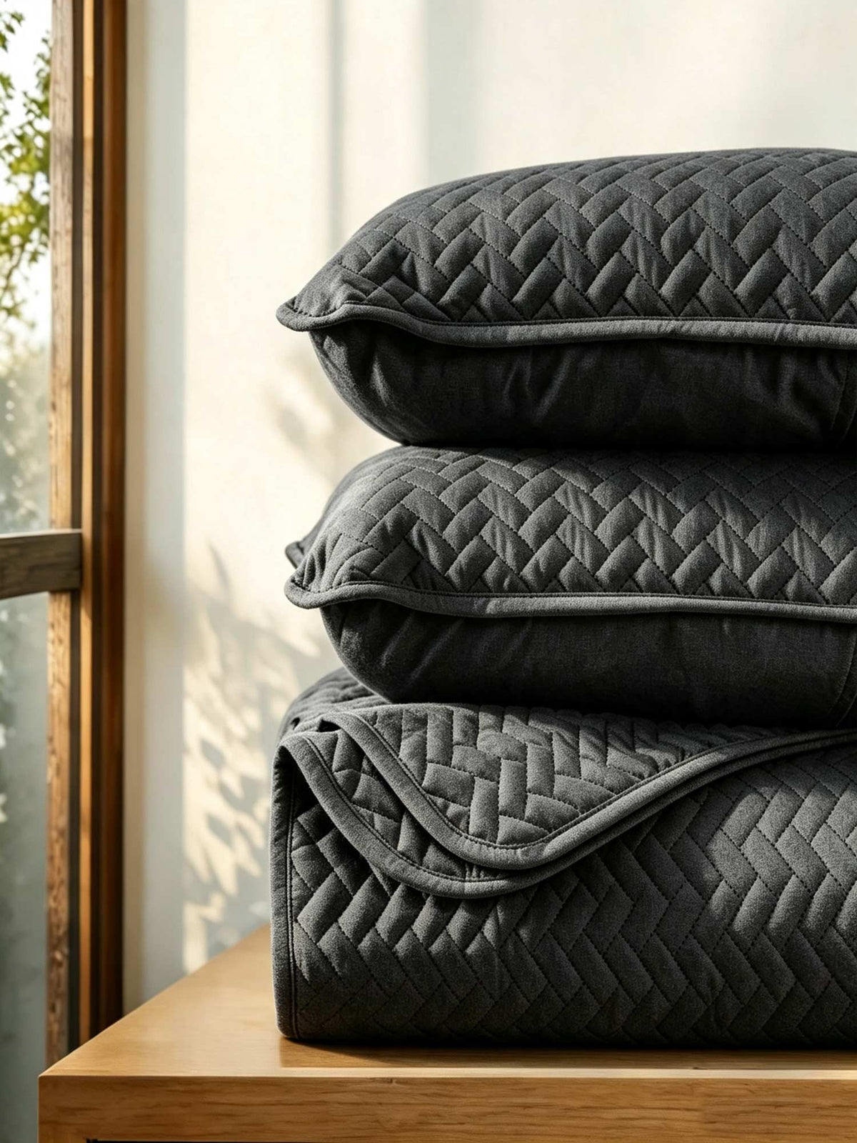 3-Piece Herringbone Quilted Coverlet Set