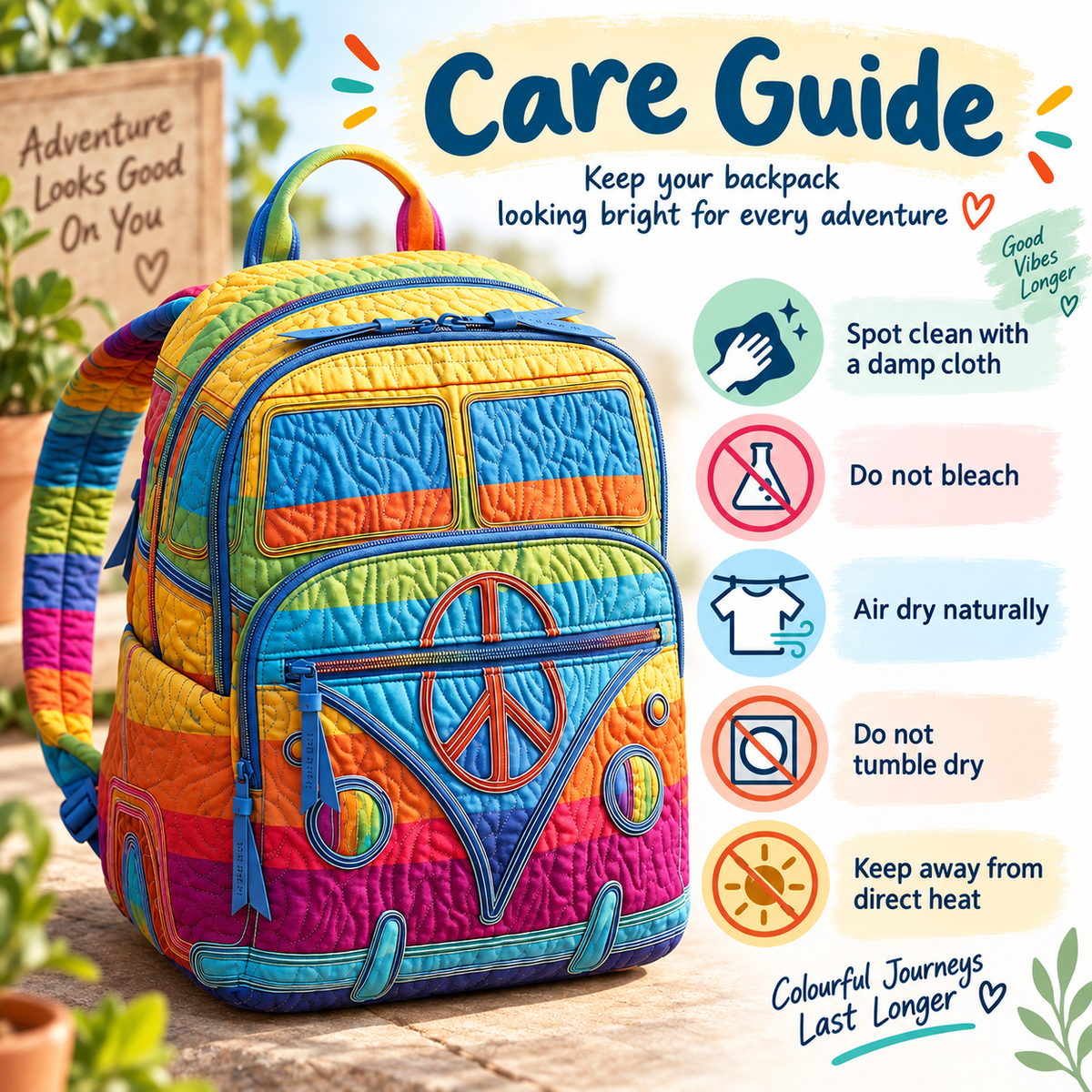 Quilted Boho Rucksack – Rainbow