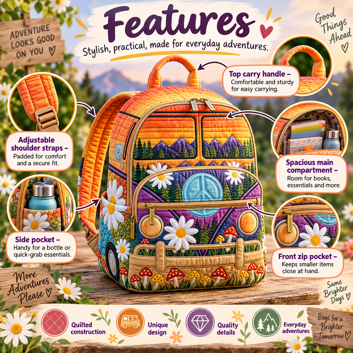 Quilted Boho Rucksack – Dreams in the Sunset