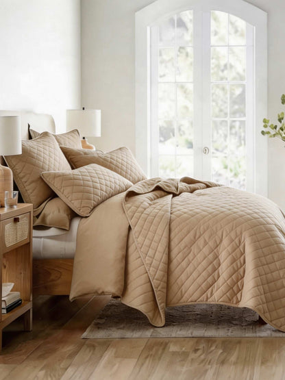 3-Piece Diamond Stitch Quilted Coverlet Set