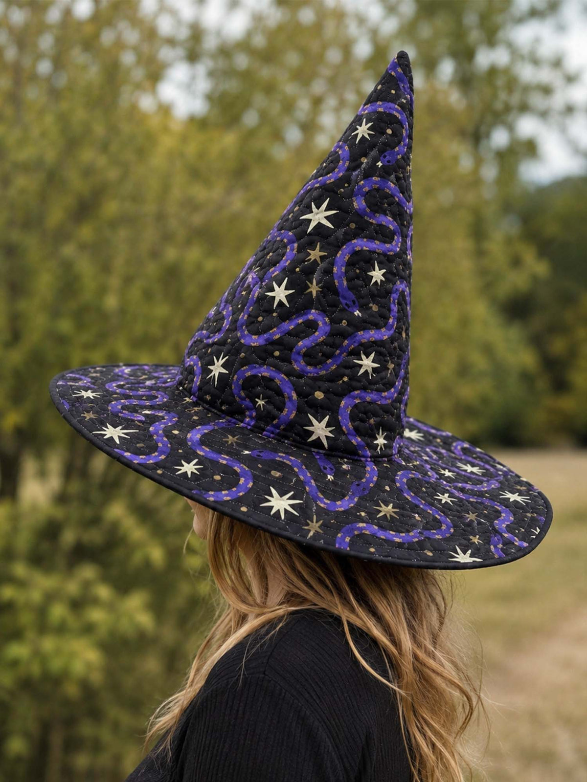 H.PAI Dark Magic Snake Handcrafted Quilted Witch Hat