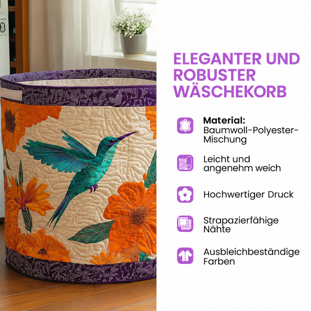 Gepolsterde wasmand – Collage met portretten van angstaanjagende katten