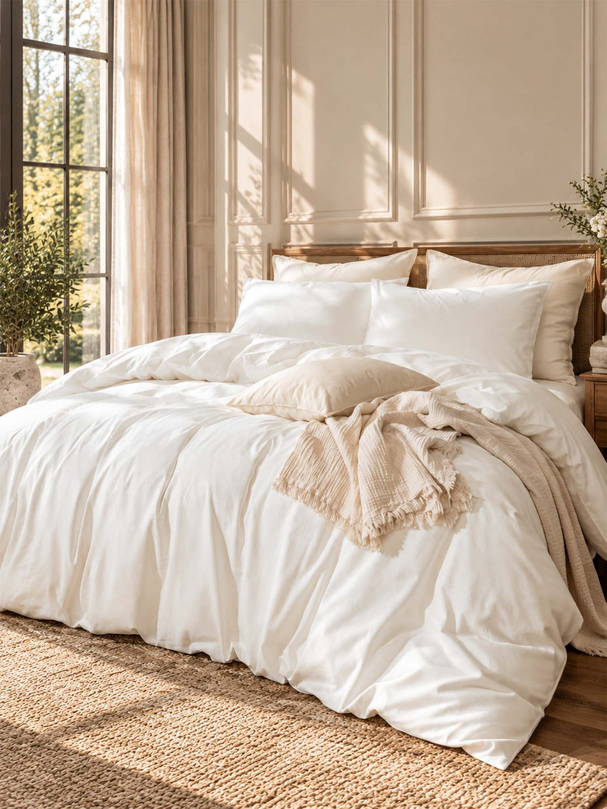 Solid Color Cotton 3-Piece Duvet Cover Bedding Set