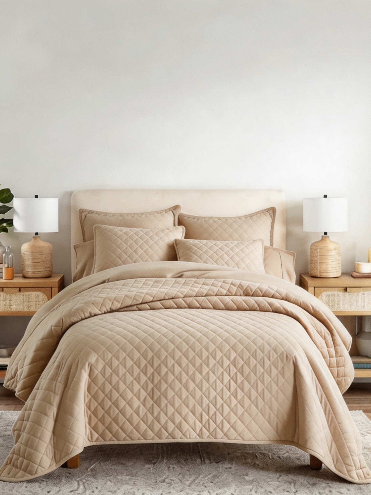 3-Piece Diamond Stitch Quilted Coverlet Set
