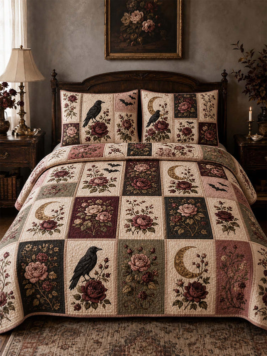 H.PAI Raven Rose Moonlight Quilted 3-Piece Bedding Set