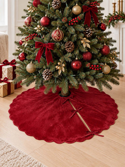 Scalloped Velvet Christmas Tree Skirt