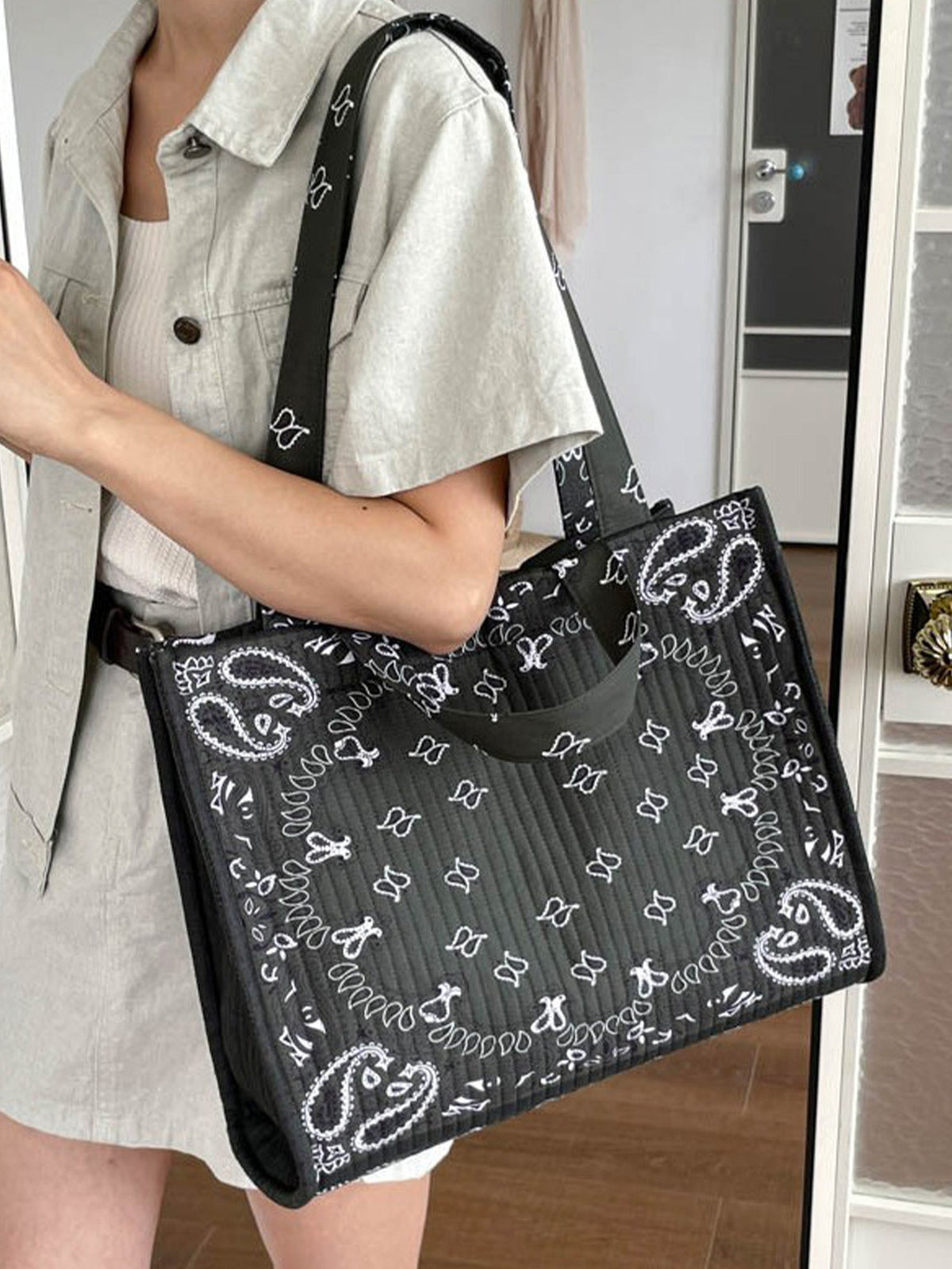 Vintage Bandana Paisley Quilted Tote Bag