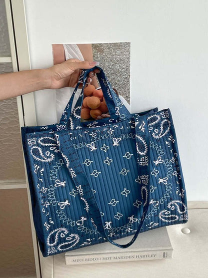 Vintage Bandana Paisley Quilted Tote Bag