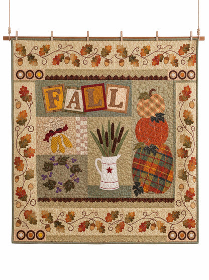 Fall Pumpkin Harvest Patchwork Quilted 3-Piece Bedding Set