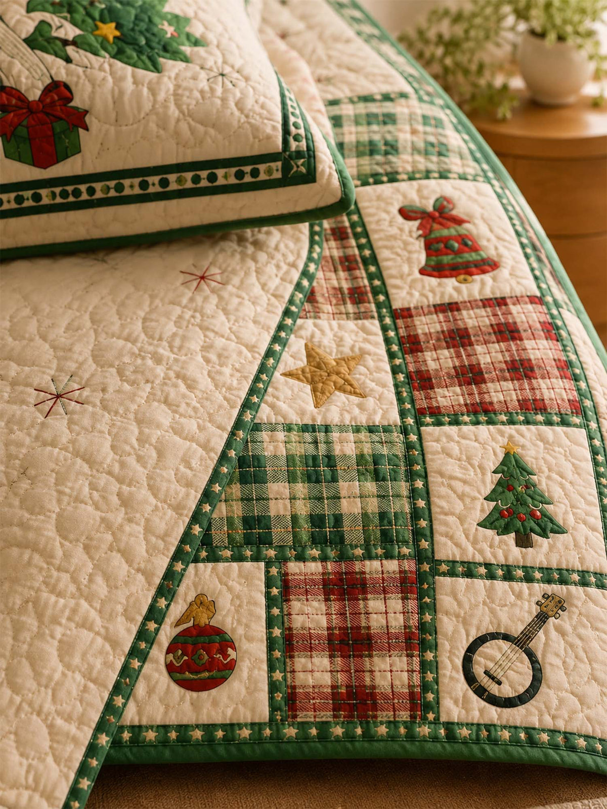 Snowman Christmas Melody Quilted 3-Piece Bedding Set