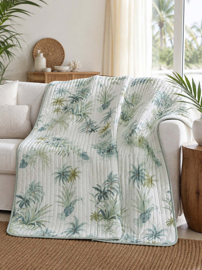 Tropical Palm Garden Quilted Blanket