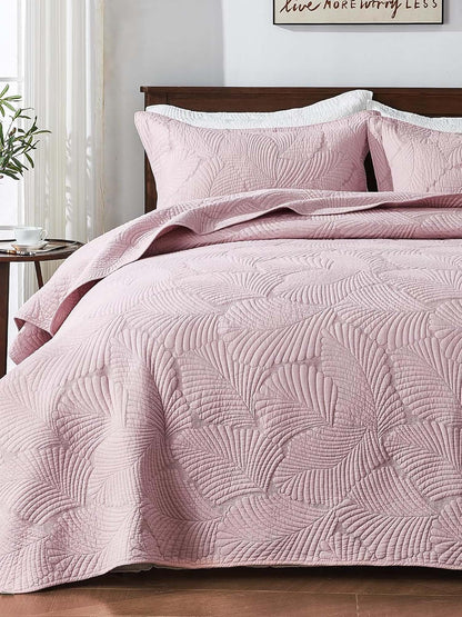 Leaf Texture Quilted 3-Piece Bedding Set