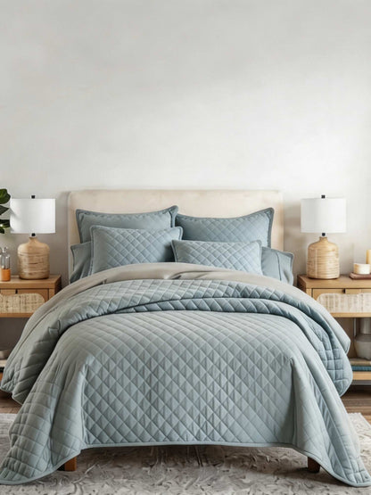 3-Piece Diamond Stitch Quilted Coverlet Set