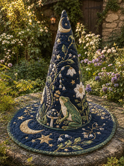 H.PAI Enchanted Moon Garden Handcrafted Quilted Witch Hat