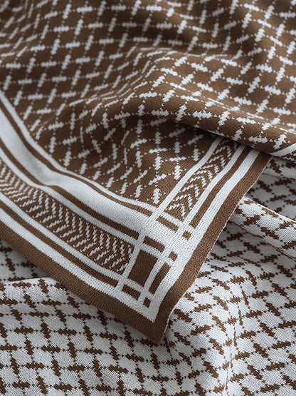 Geometric Knit Throw Blanket & Pillow Cover Set