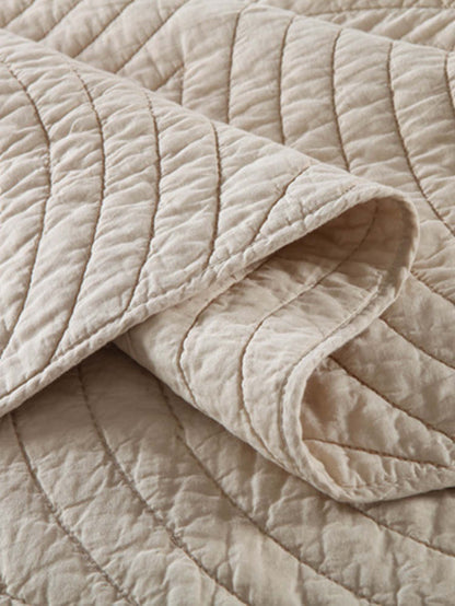 Neutral Textured Circles Quilted 3-Piece Bedding Set