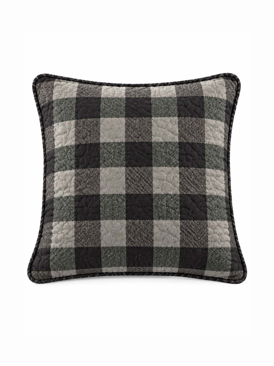 Charcoal Buffalo Plaid Quilted Pillow Cover