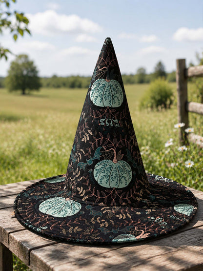 H.PAI Mystic Pumpkin Garden Handcrafted Quilted Witch Hat