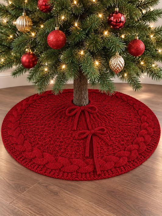 Cable Knit Christmas Tree Skirt