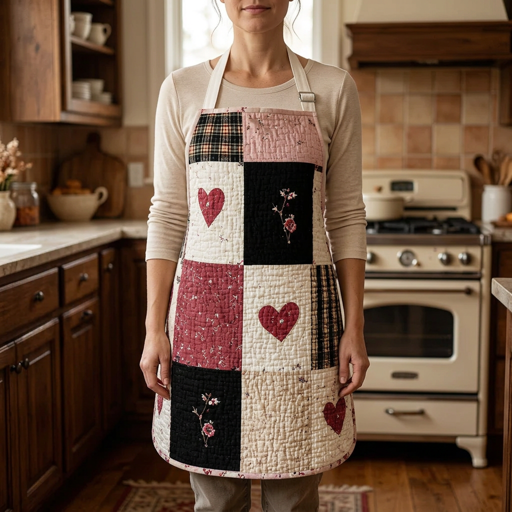 Gewatteerd keukenschort Patchwork Genegenheid