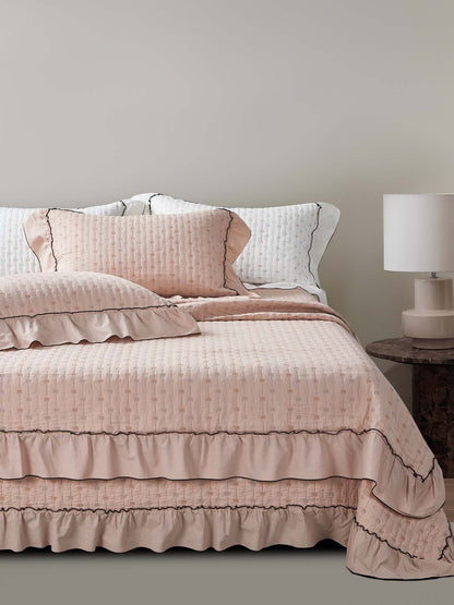 Petite Bow Ruffle Quilted 3-Piece Bedding Set