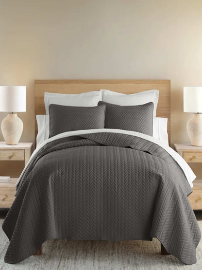 3-Piece Herringbone Quilted Coverlet Set