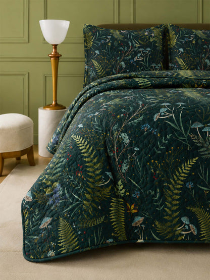 H.PAI Enchanted Forest Mushroom Quilted 3-Piece Bedding Set