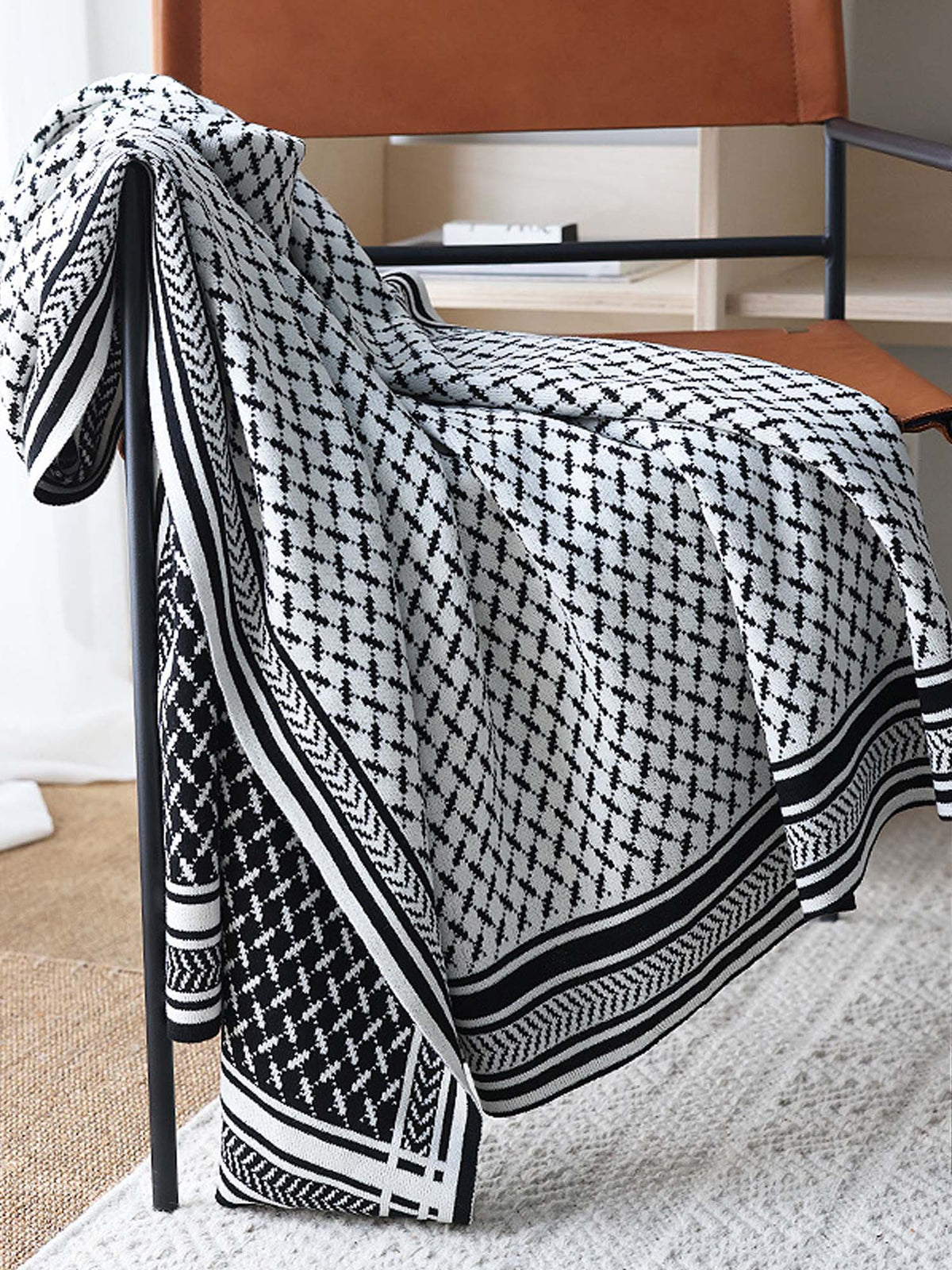 Geometric Knit Throw Blanket & Pillow Cover Set
