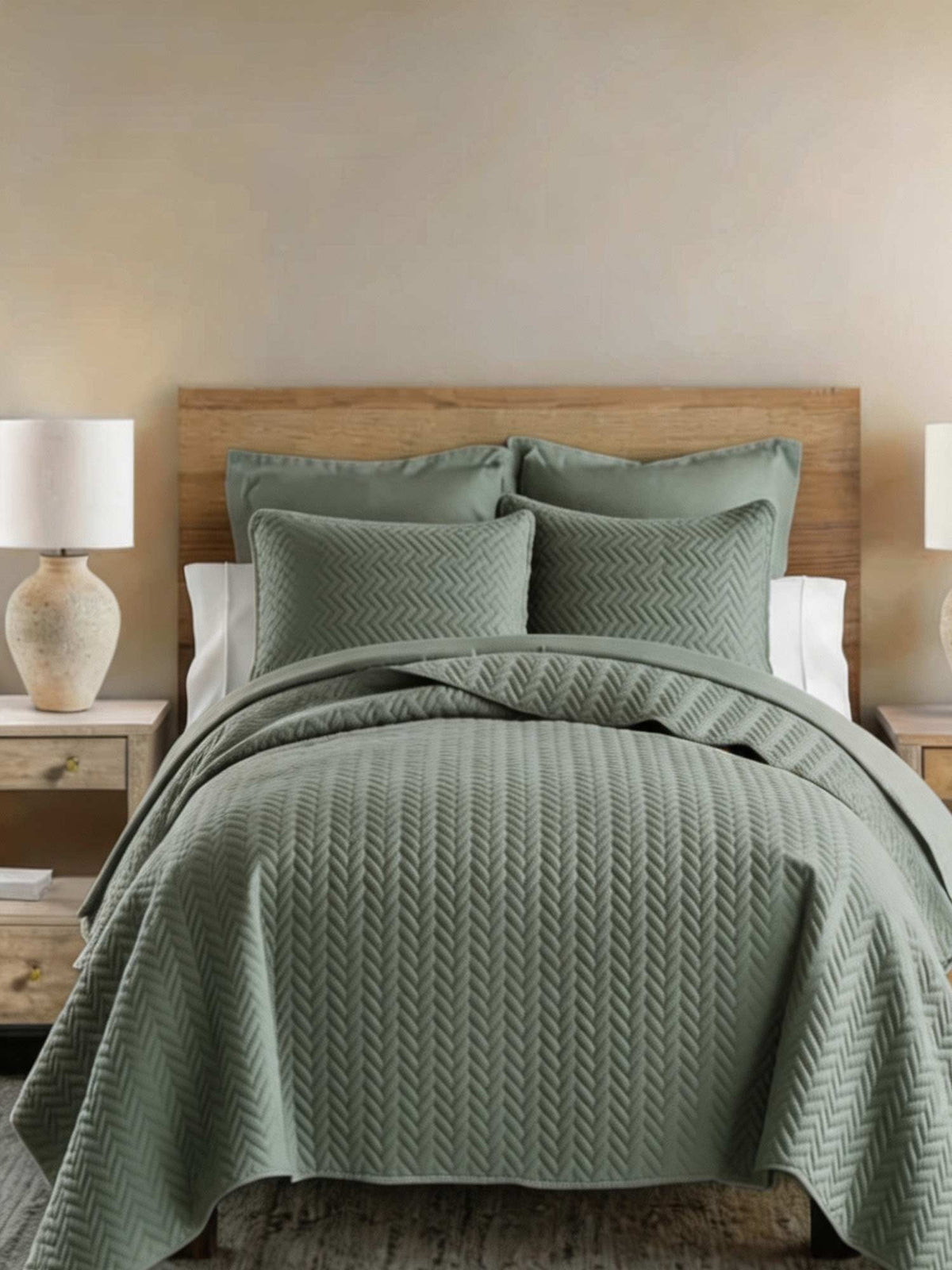 3-Piece Herringbone Quilted Coverlet Set