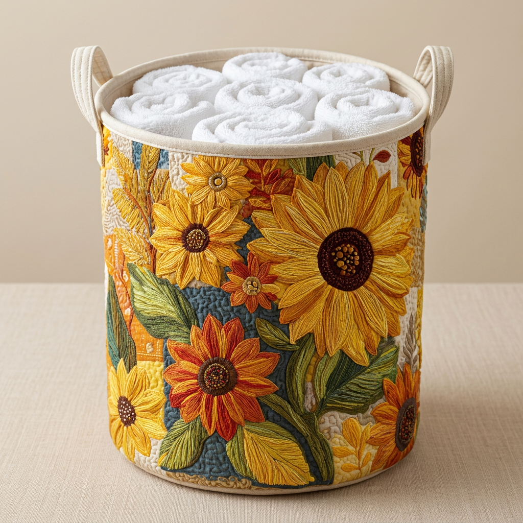 Gewatteerde wasmand Zonnebloemdroom