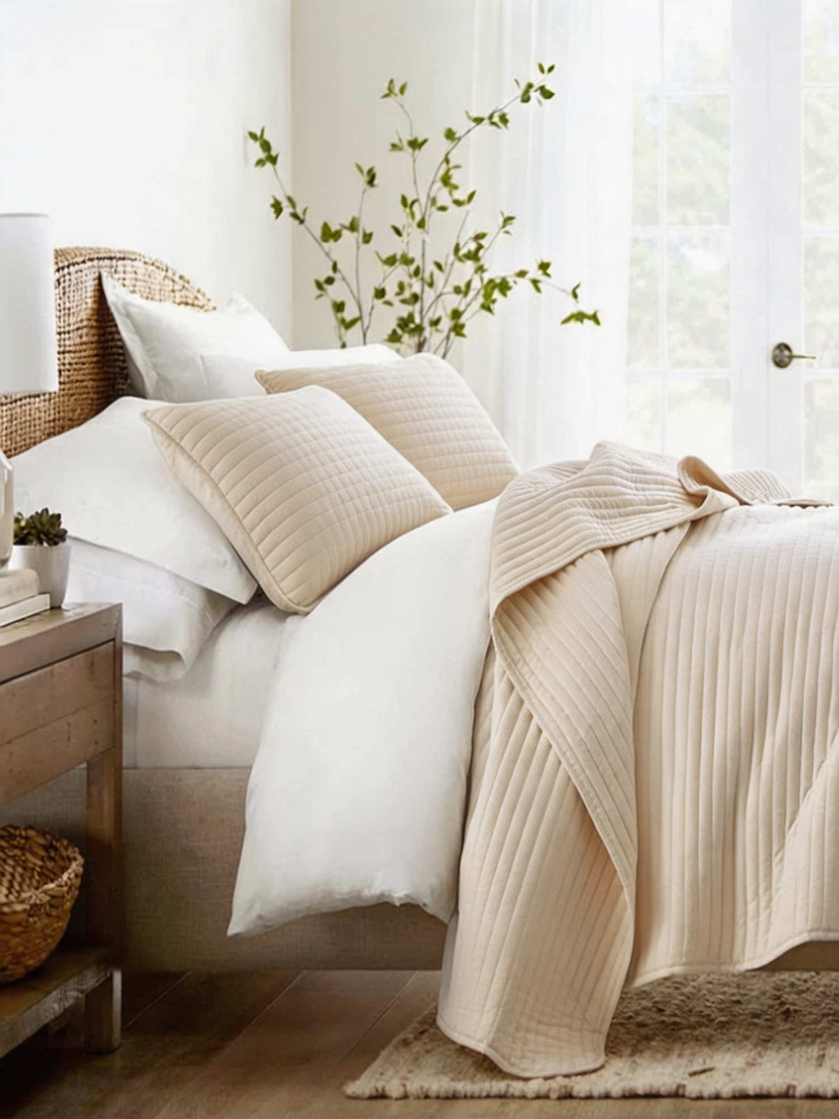 3-Piece Stripe Stitch Quilted Coverlet Set