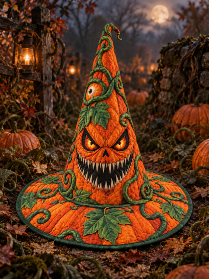 Pumpkin Vine Demon Gothic Handcrafted Quilted Witch Hat