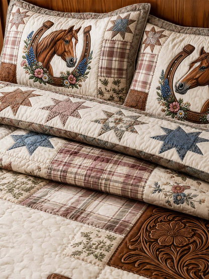 H.PAI Western Horse Quilted 3-Piece Bedding Set