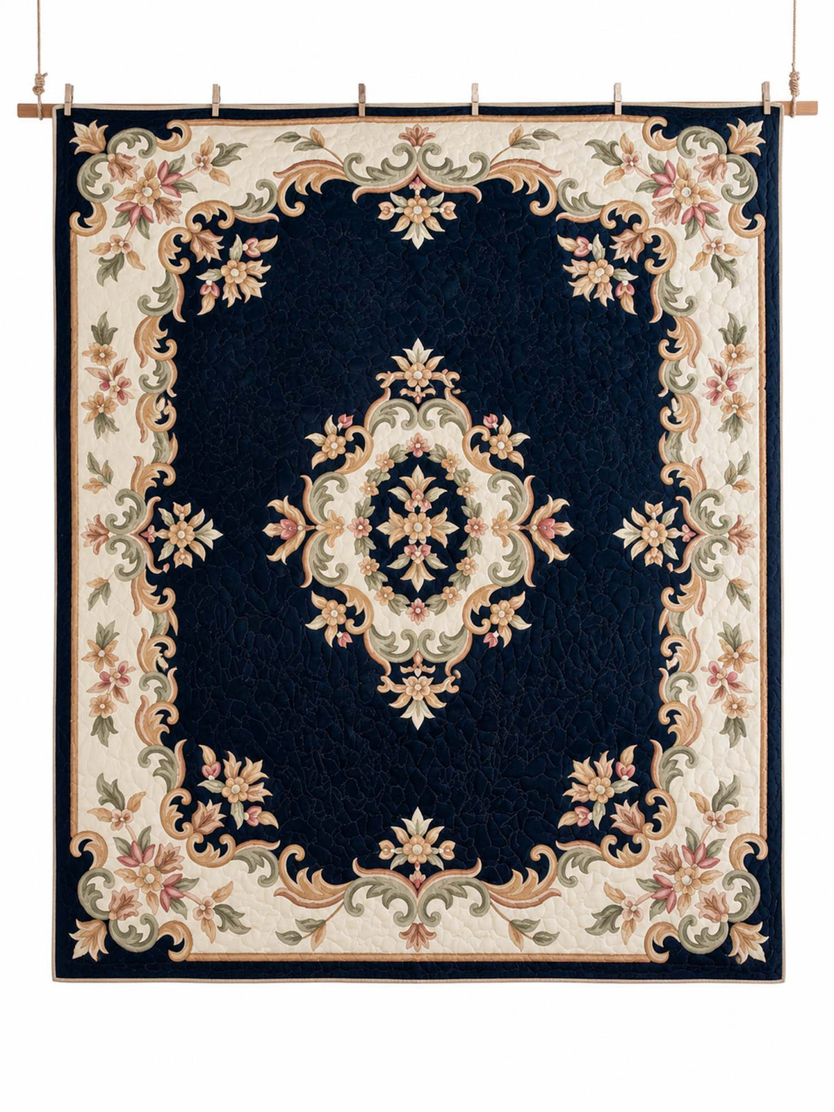 Vintage Floral Medallion Quilted 3-Piece Bedding Set