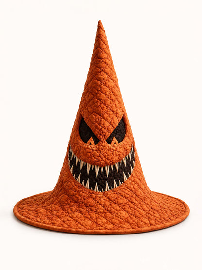 Grinning Demon Halloween Gothic Handcrafted Quilted Witch Hat