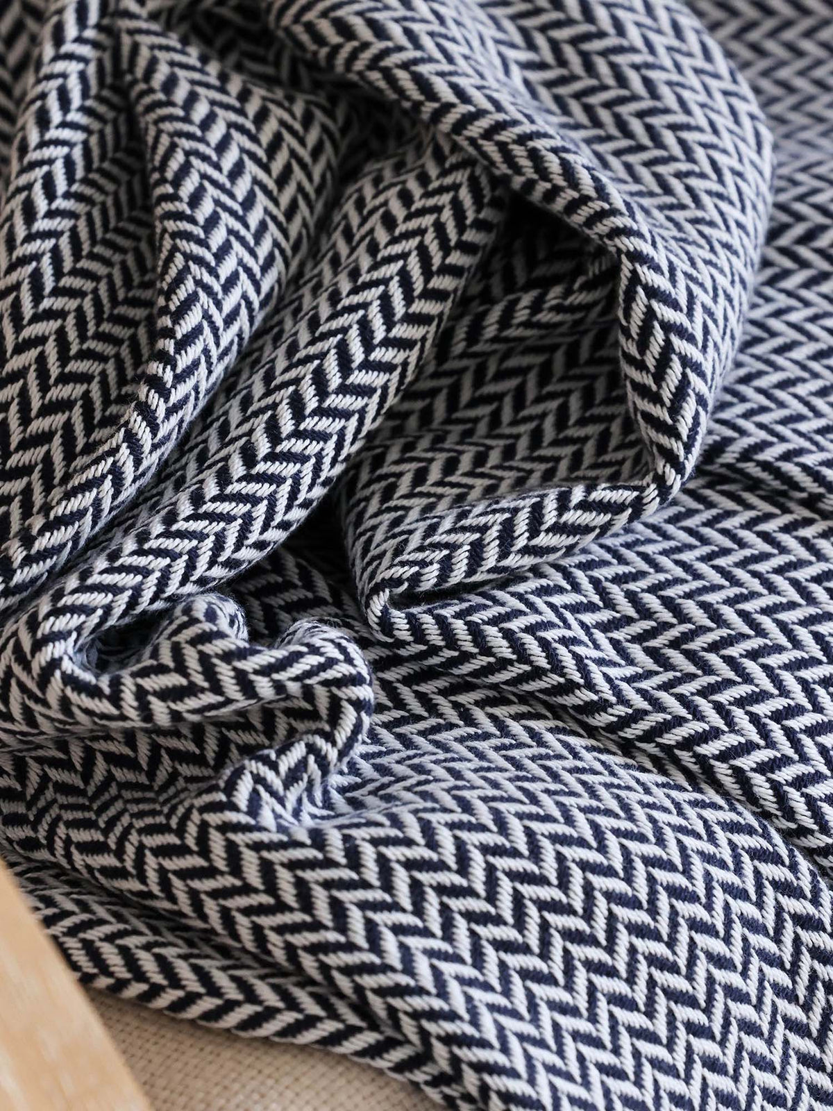 Classic Herringbone Cotton Throw Blanket