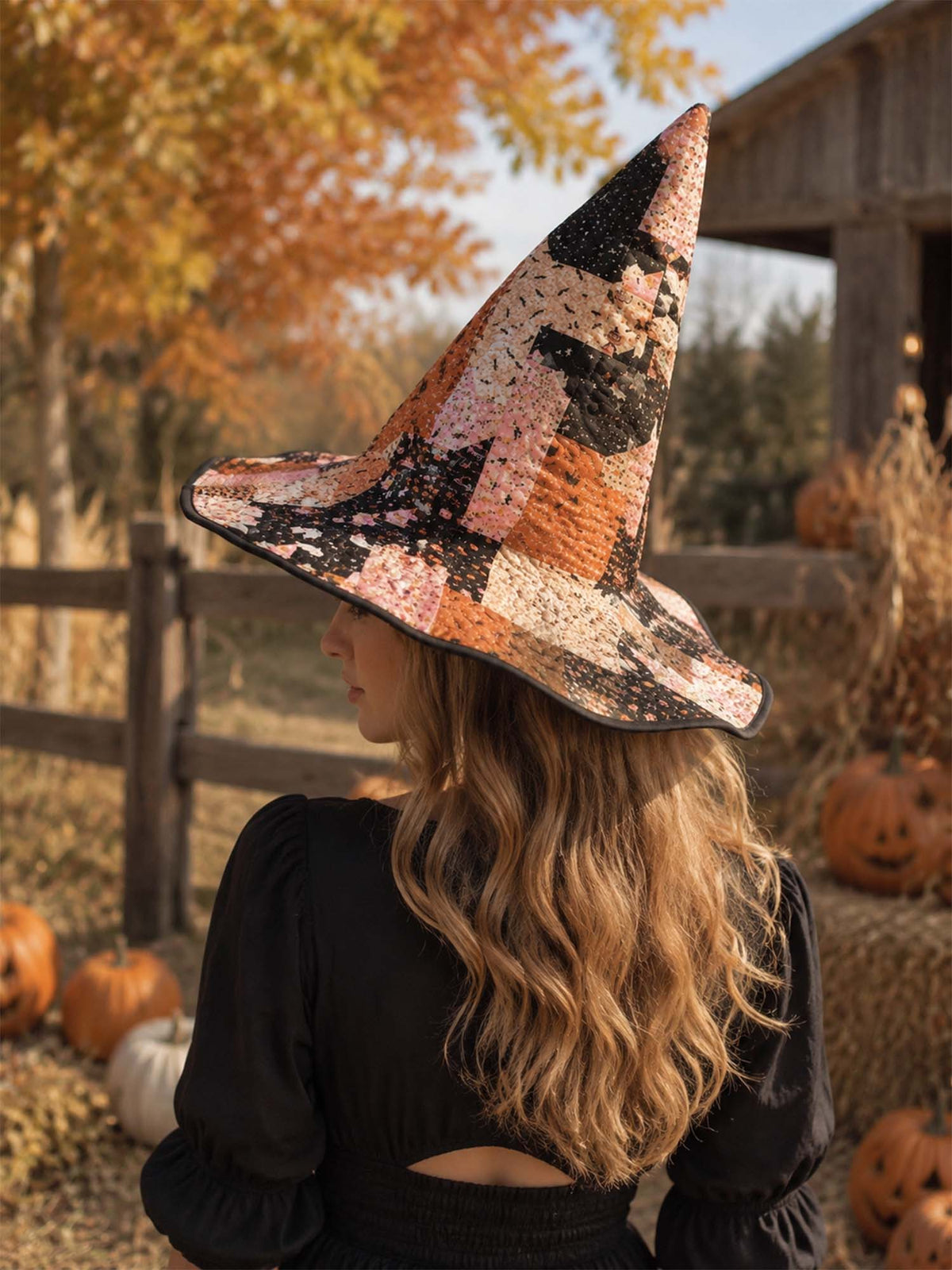 Handgemaakt gewatteerd heksenhoed – Schattige Halloween patchwork