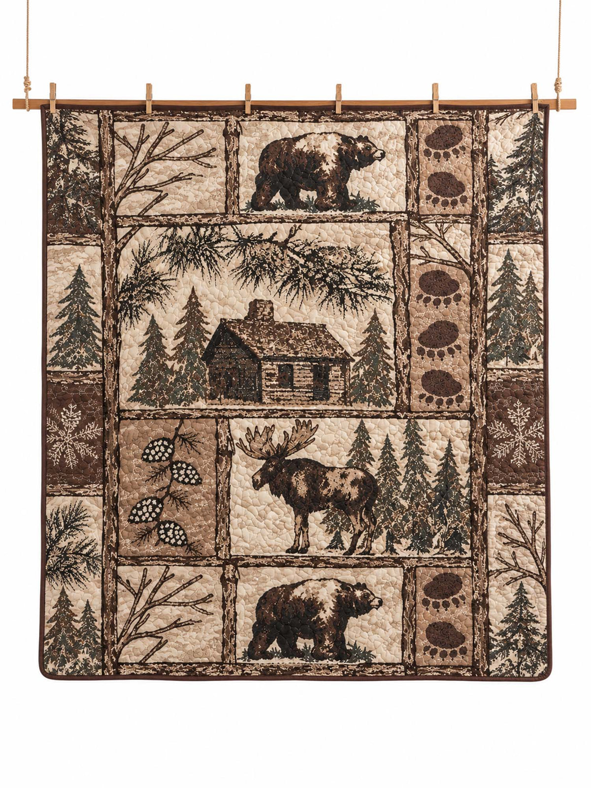 Rustic Bear & Moose Cabin Quilted 3-Piece Bedding Set
