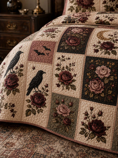 H.PAI Raven Rose Moonlight Quilted 3-Piece Bedding Set