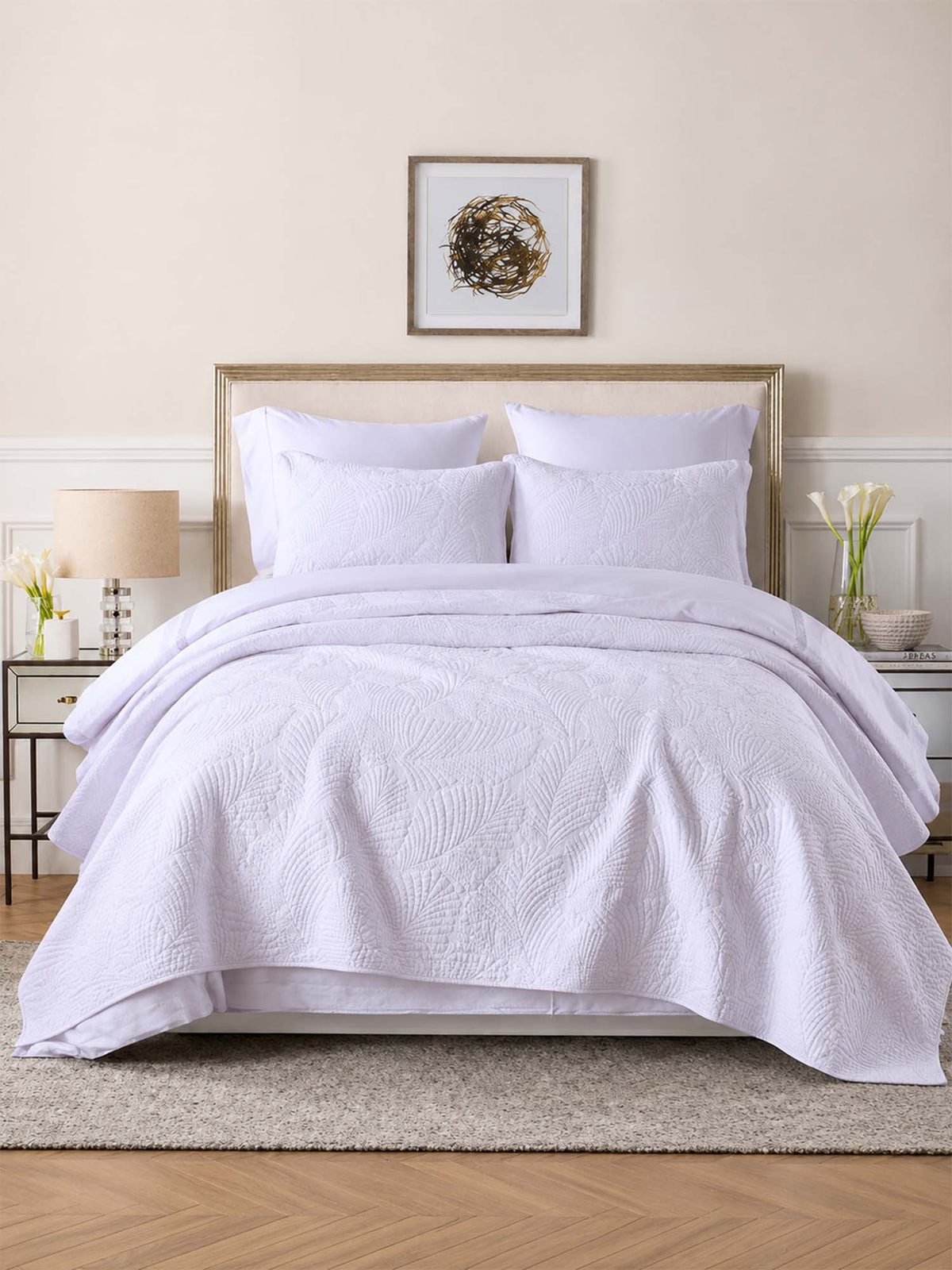 Leaf Texture Quilted 3-Piece Bedding Set