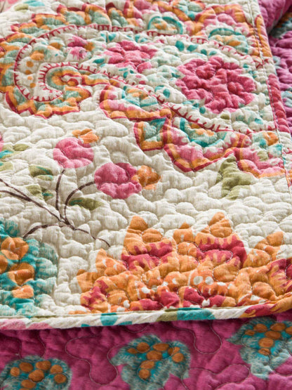 Boho Colorful Paisley Floral Patchwork Quilted 3‑Piece Bedding Set