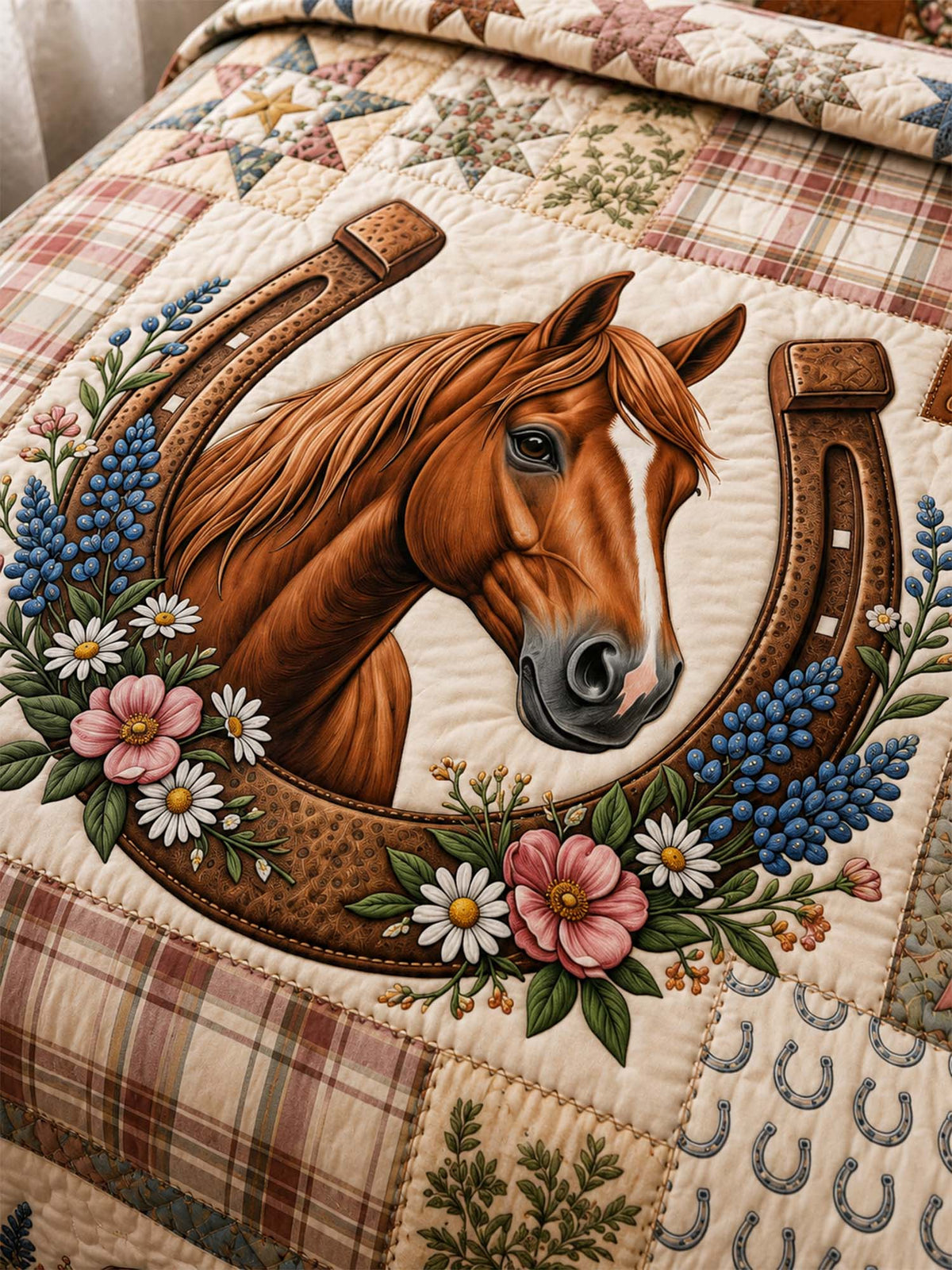 H.PAI Western Horse Quilted 3-Piece Bedding Set