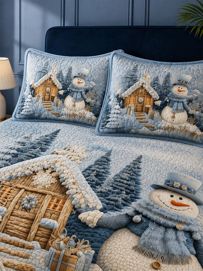 Silent Snow Eve 3‑Piece Quilted Bedding Set